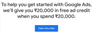 claim-20,000 Google Ad credit