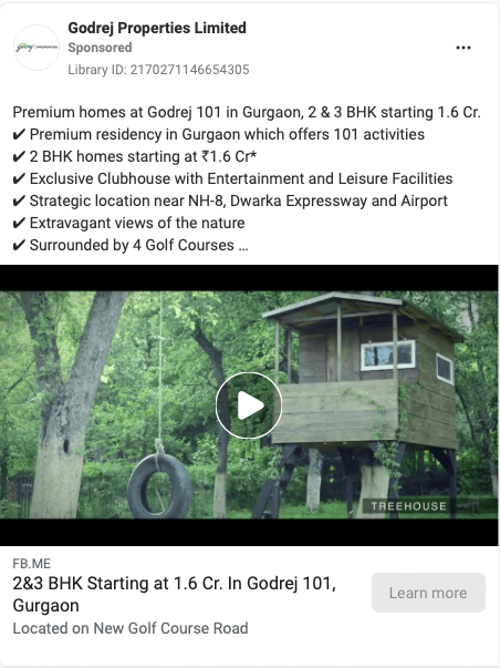 Godhrej properties Facebook ad