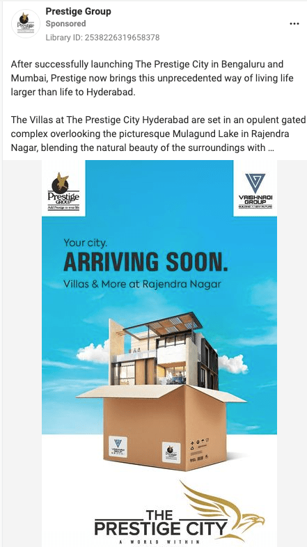 Prestige group Facebook ad